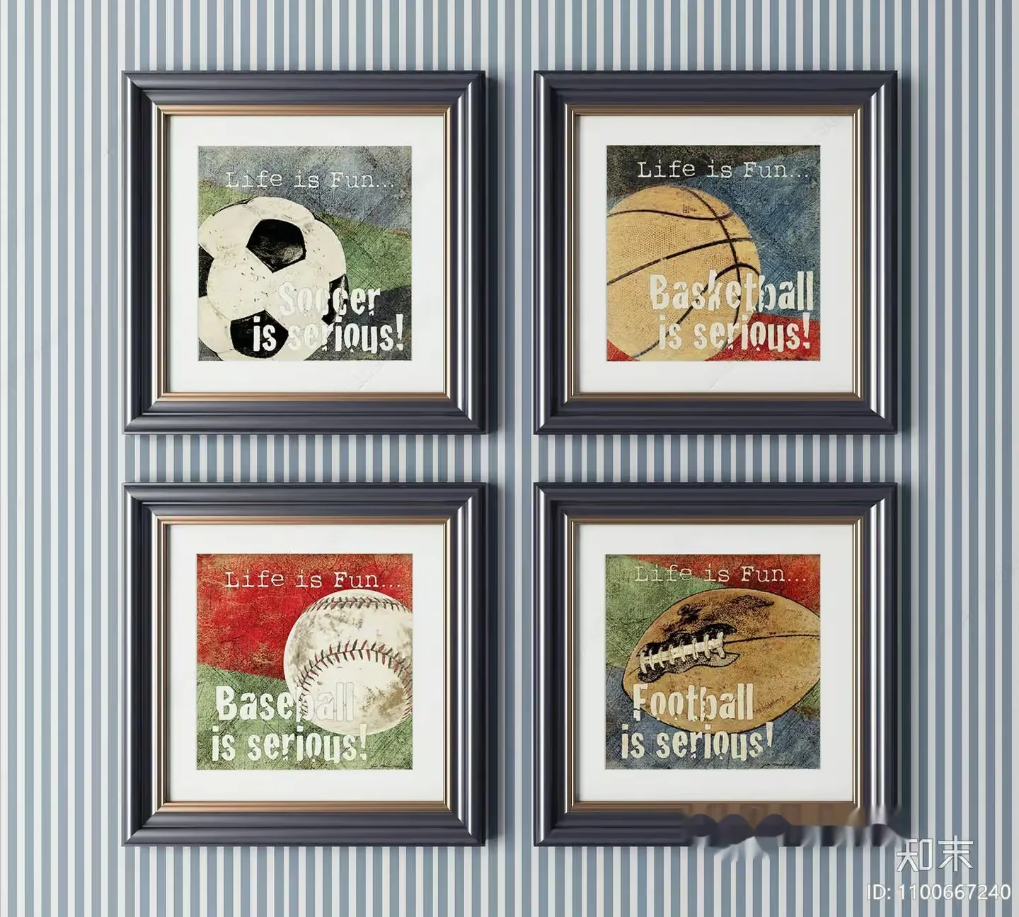 Sports-Themed Wall Art 3D Model – 5448 – VRAY Render