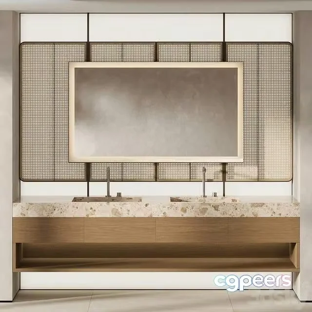 3ds Max Free – Bathroom furniture with light wall