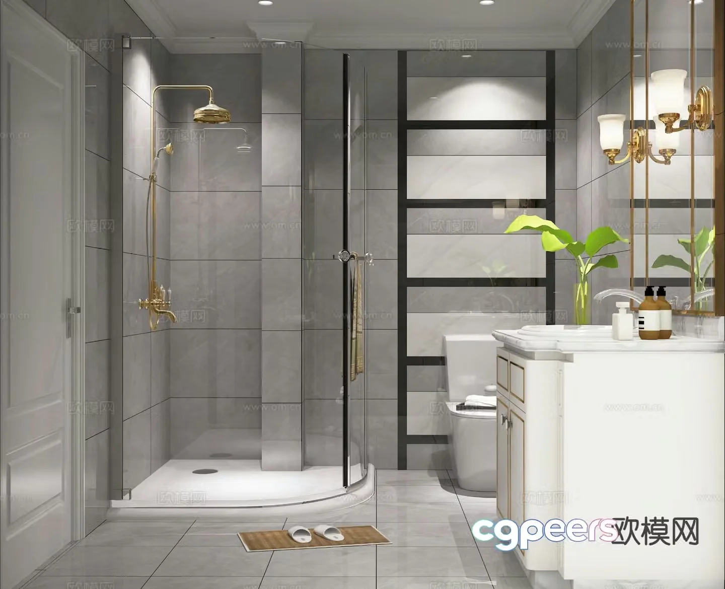 Simple European bathroom bathroom 3d model