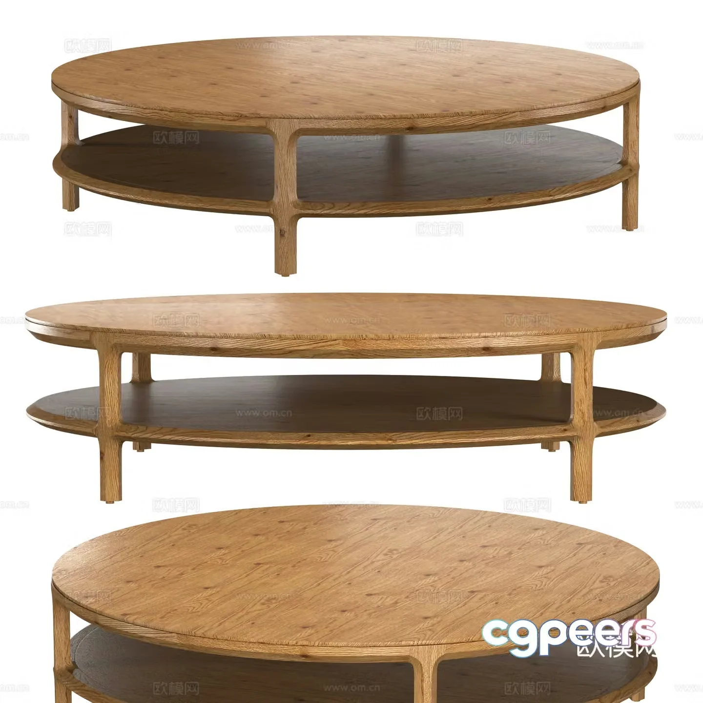 New Chinese solid wood round coffee table 3D model