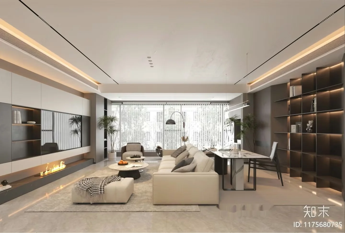 Modern Living Room 3D Model – 12384 – VRAY Render