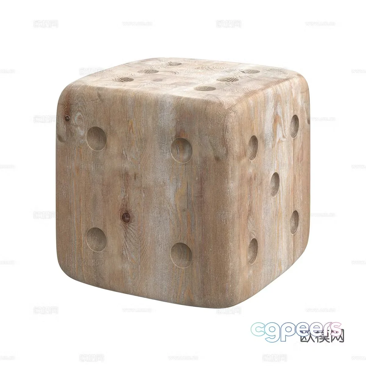 Nordic stool square stool decorative stool wooden pier stool 3d model