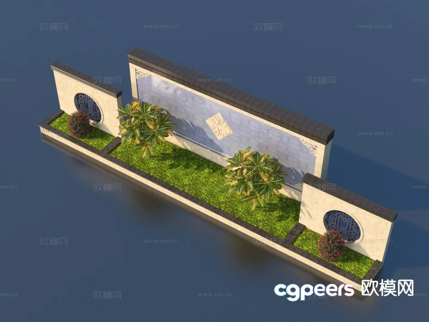 New Chinese style landscape wall courtyard landscape wall 3D model
