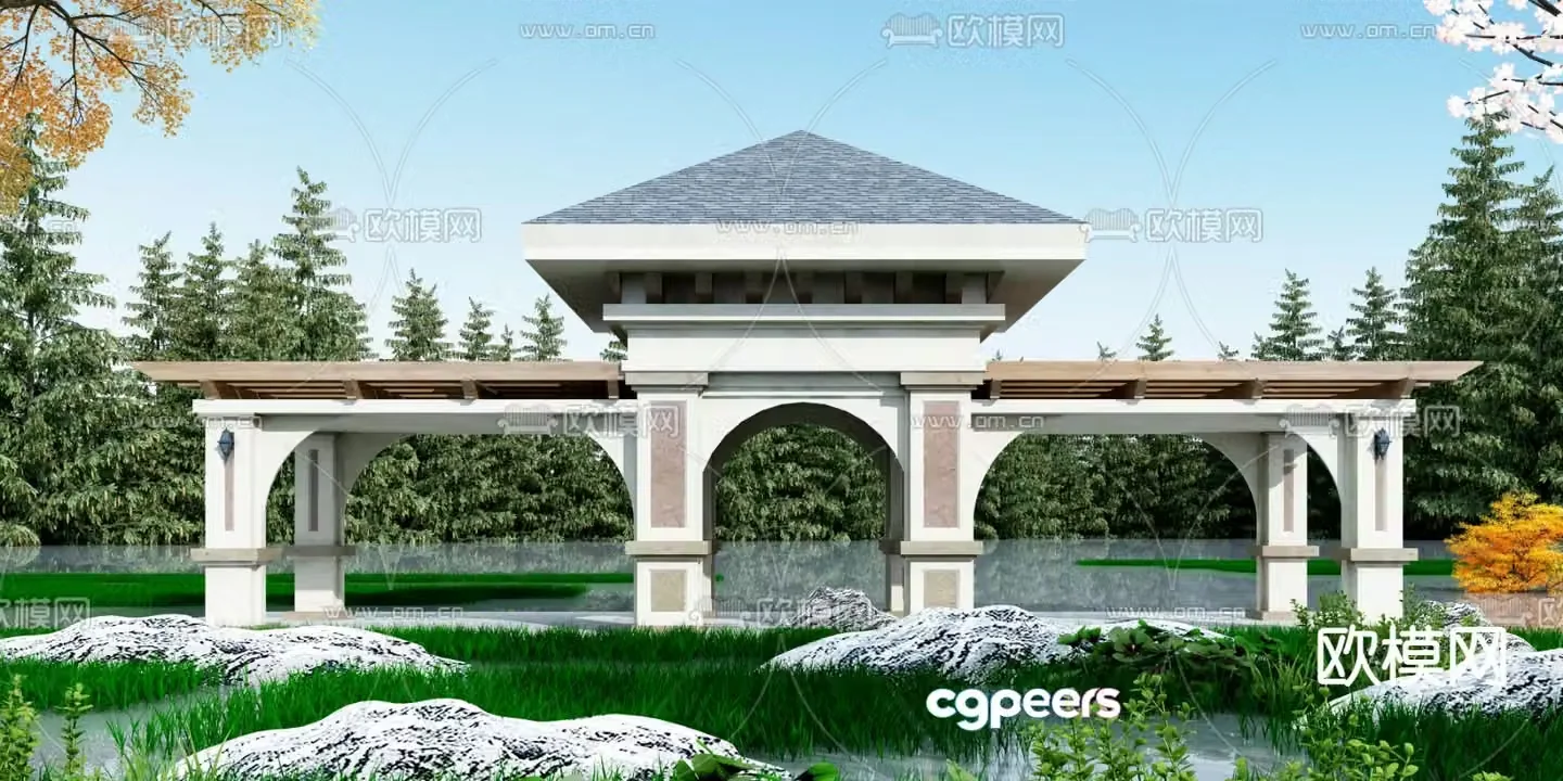 Simple European gallery 3D model