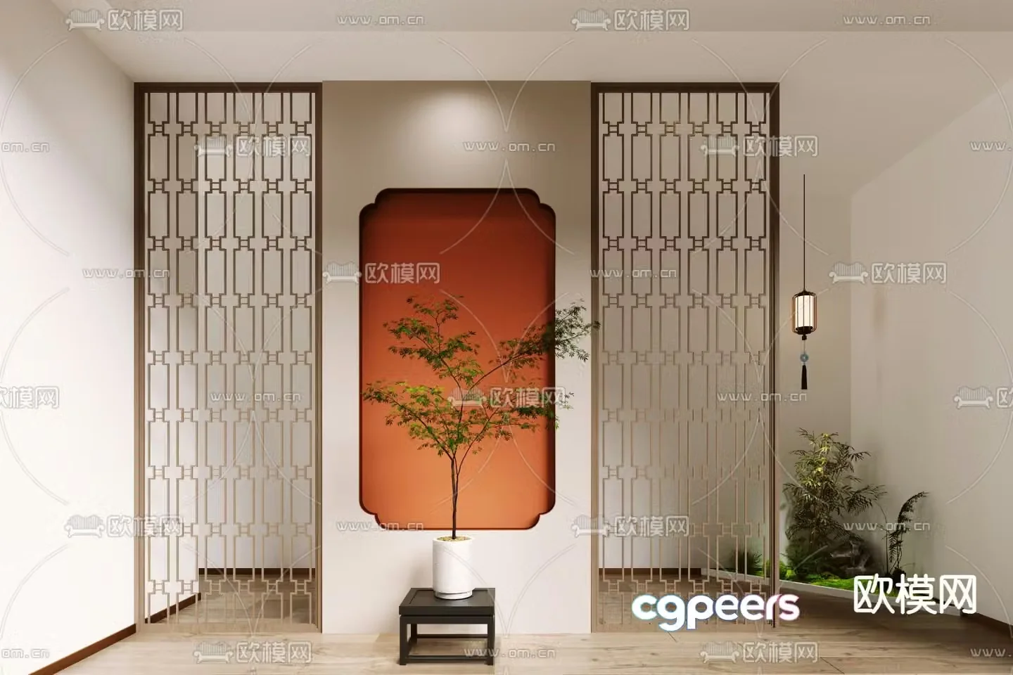 New Chinese style partition hollow partition 3D model