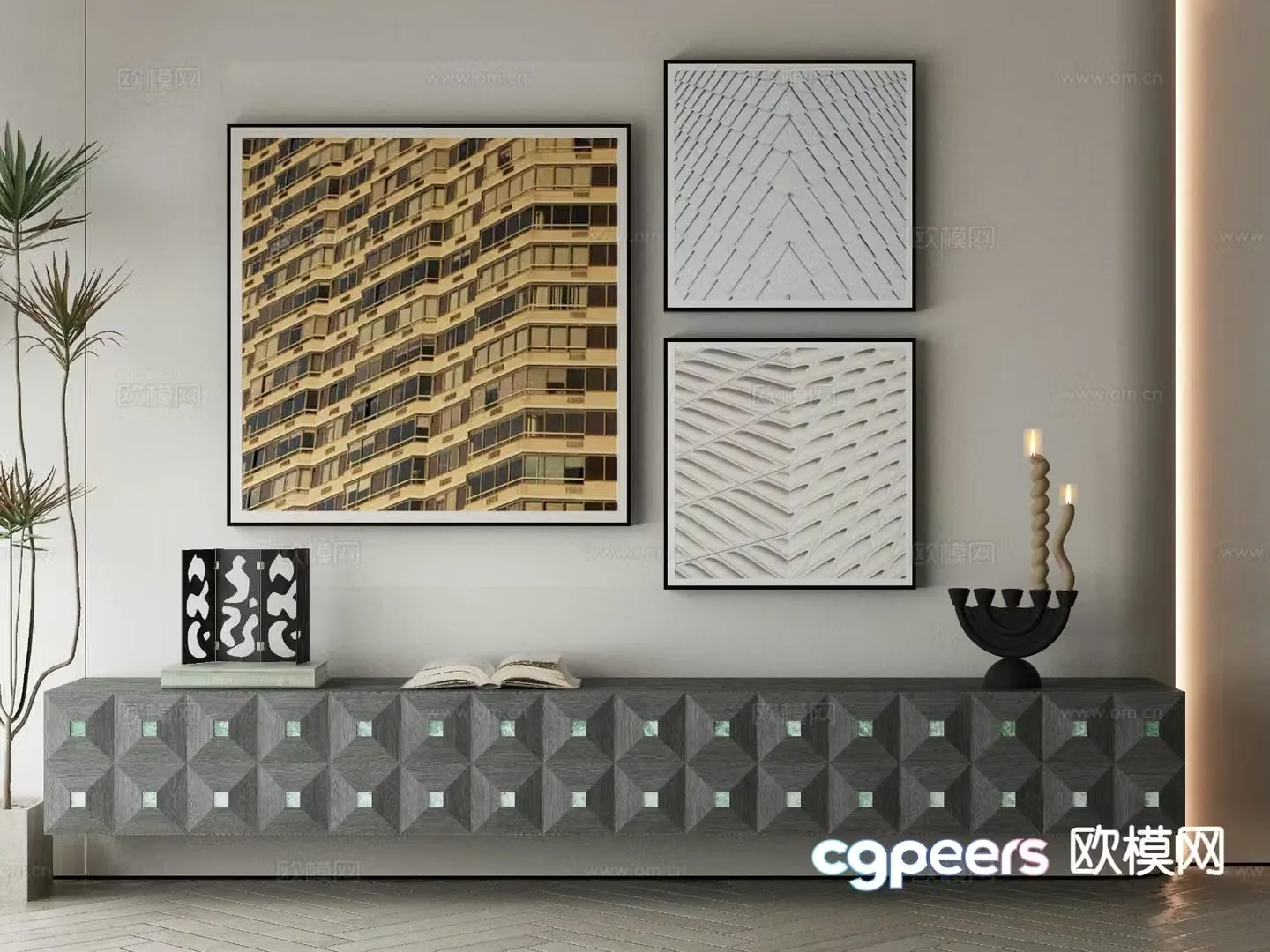 Modern art painting texture painting decorative painting 3d model
