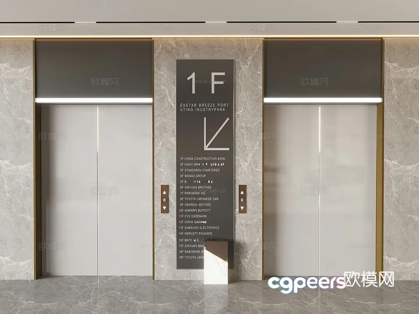 Hotel lift elevator office elevator hall button lobby stainless steel elevator 3D model