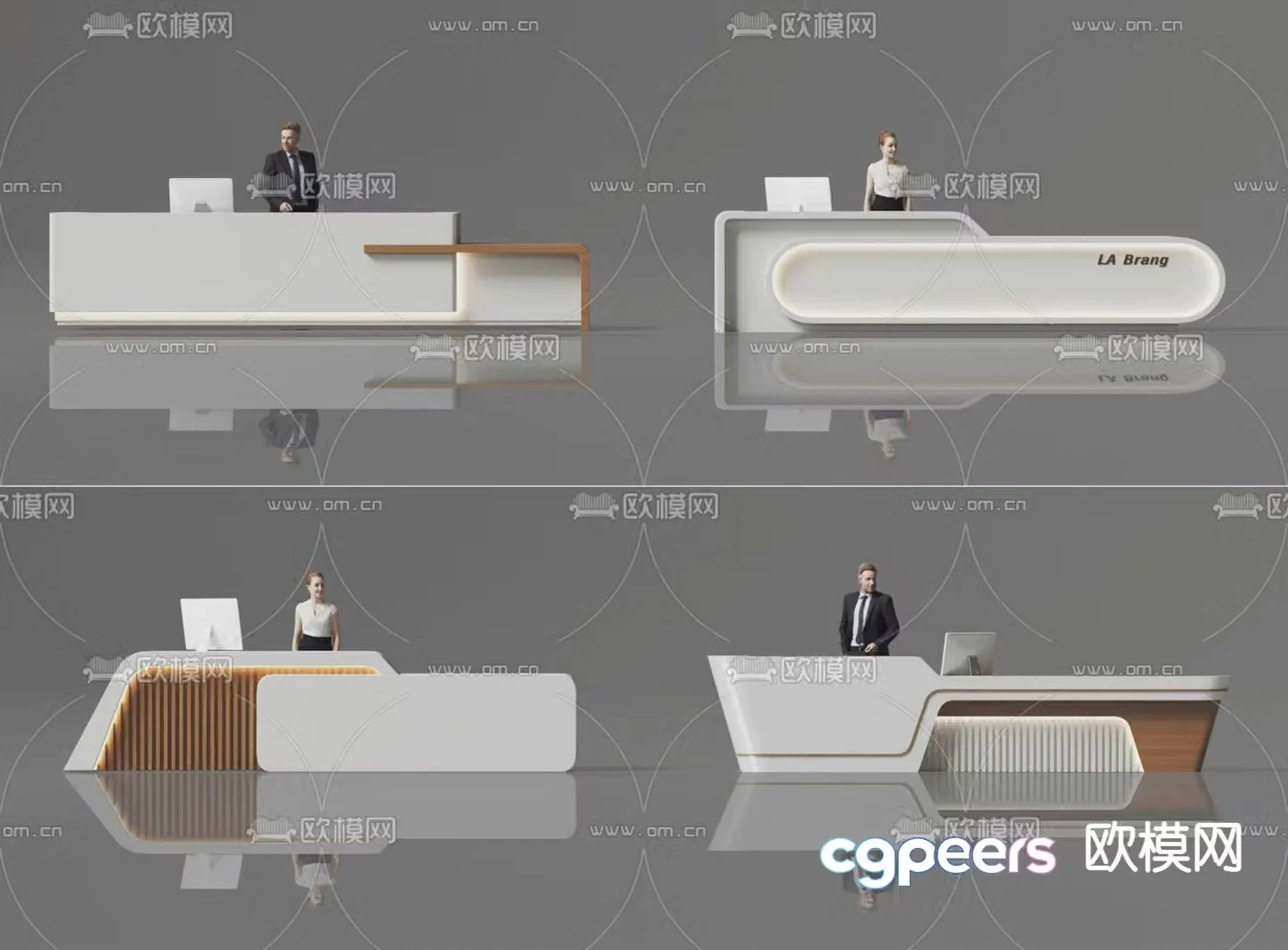 Company front desk reception desk 3d model