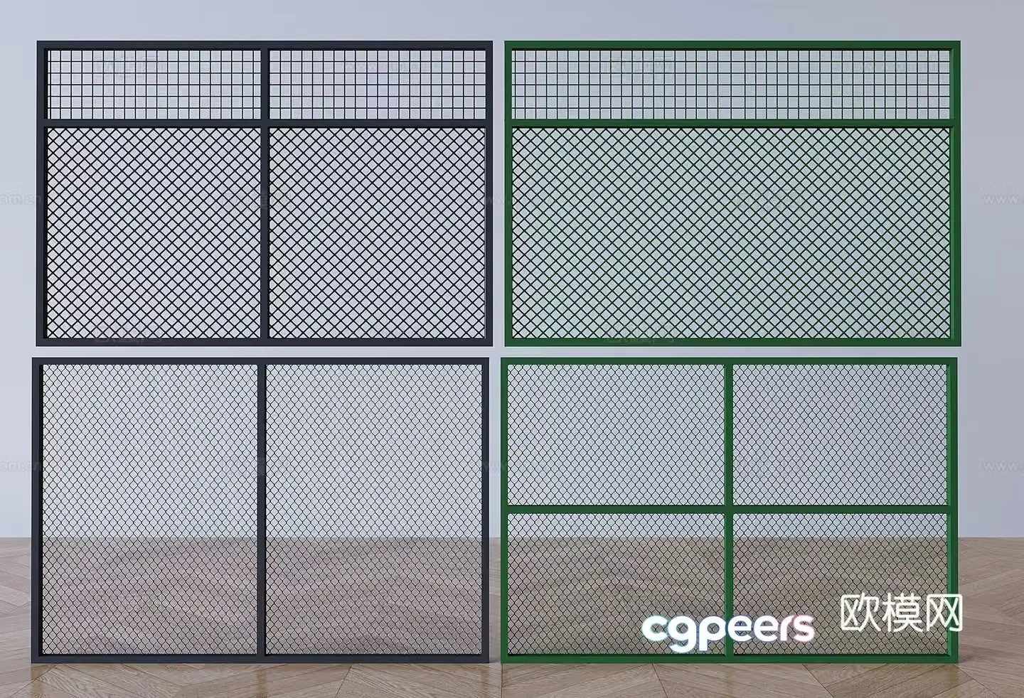 Wrought iron diamond grid wire mesh decorative partition wall hollow protective mesh 3D model