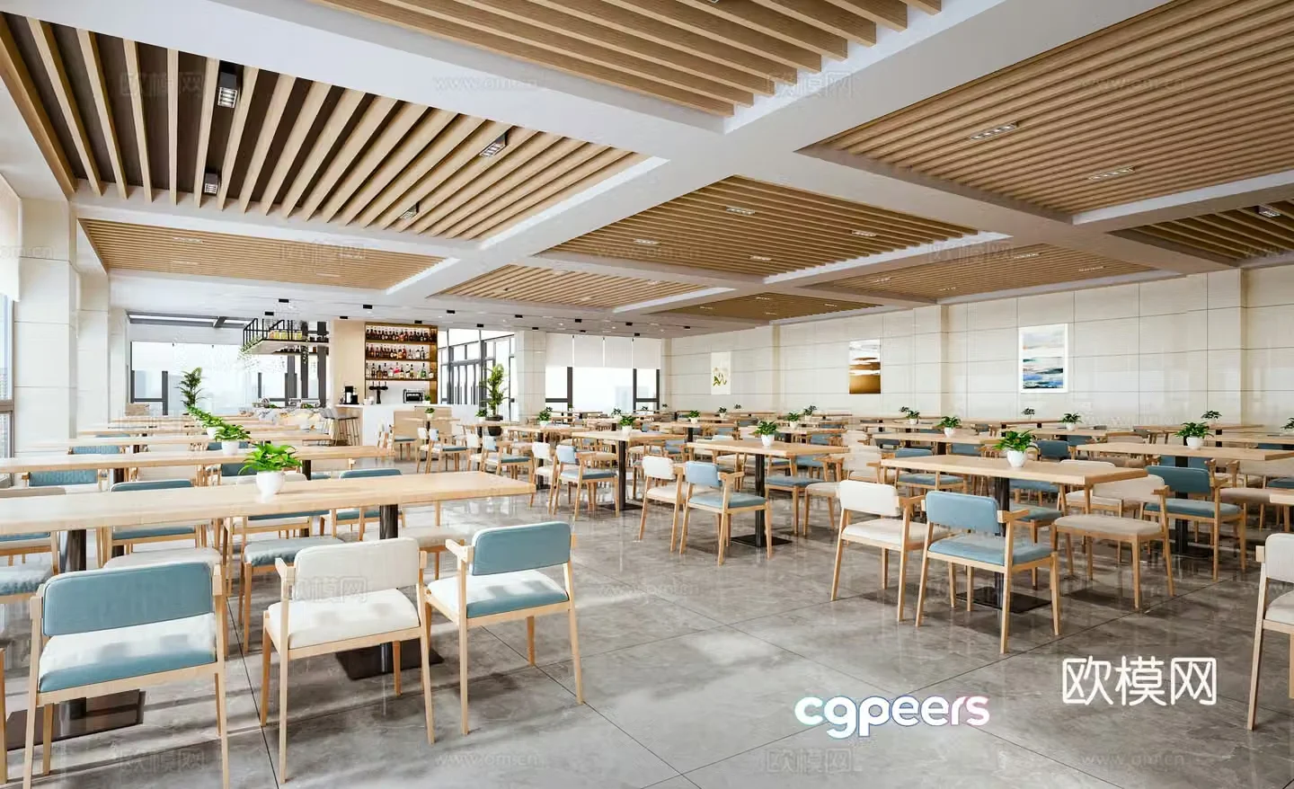 Xiu Garden Restaurant Water Bar Staff Canteen Casual Restaurant 3D Model