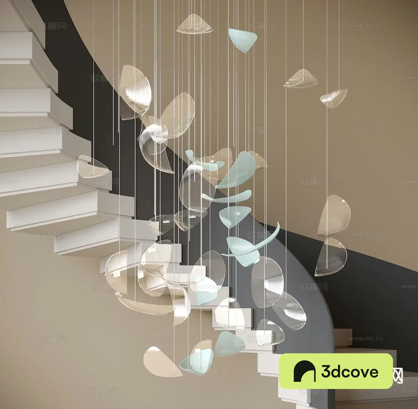 Modern stairwell chandelier glass chandelier