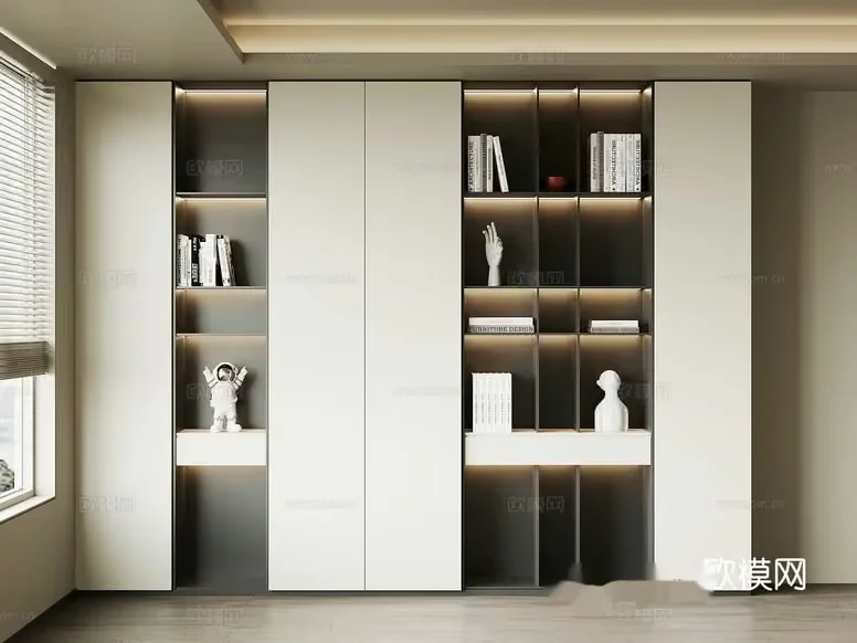 Modern Bookcase 3D Model – 14352 – VRAY Render