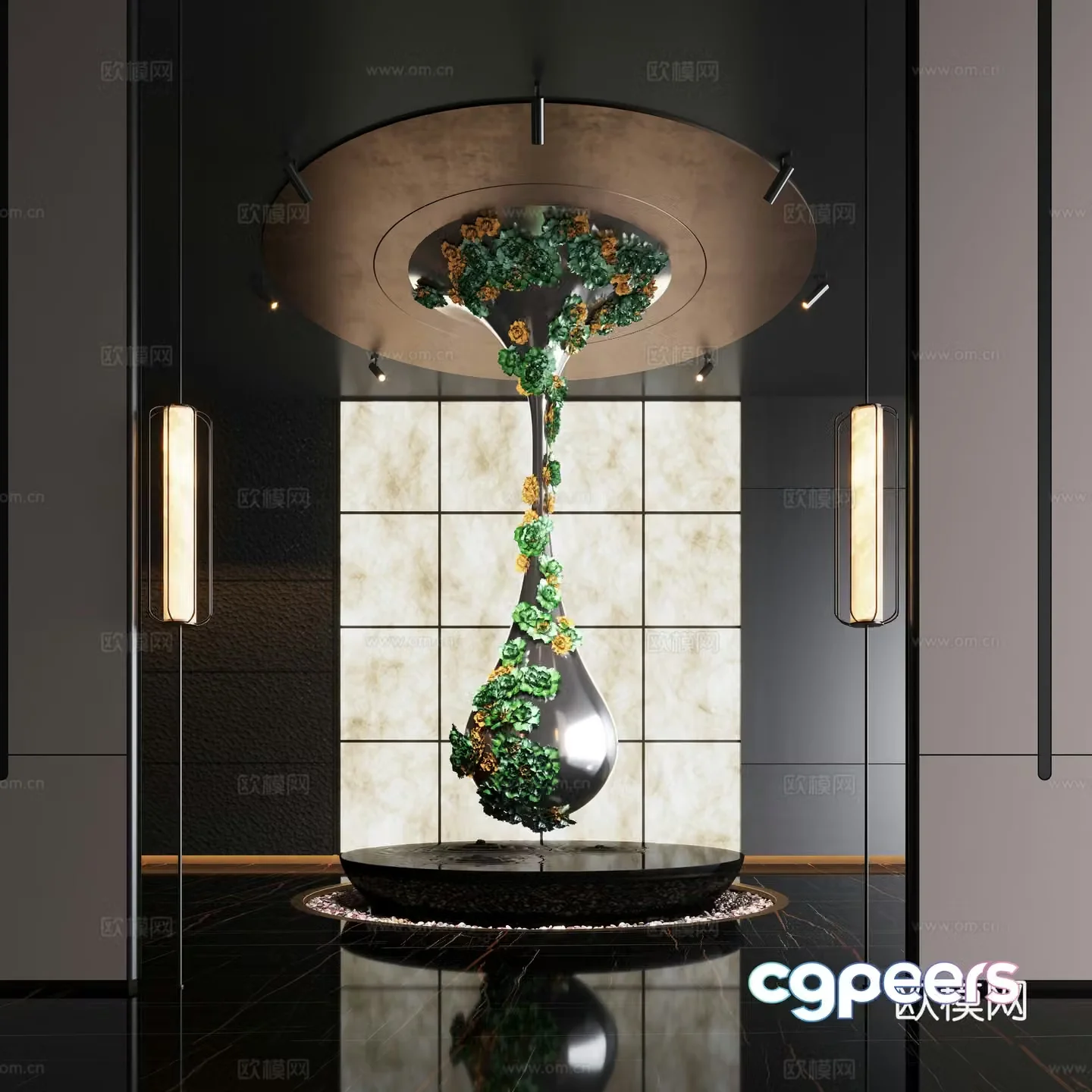 Modern art installations upside down device stainless steel installations stainless steel sculptures 3D model
