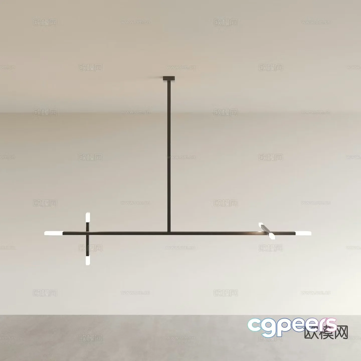 Long chandelier restaurant chandelier 3d model