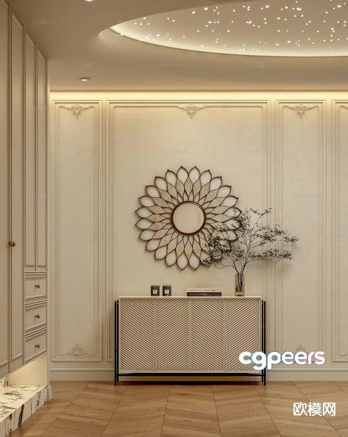 French side cabinet entrance cabinet 3d model