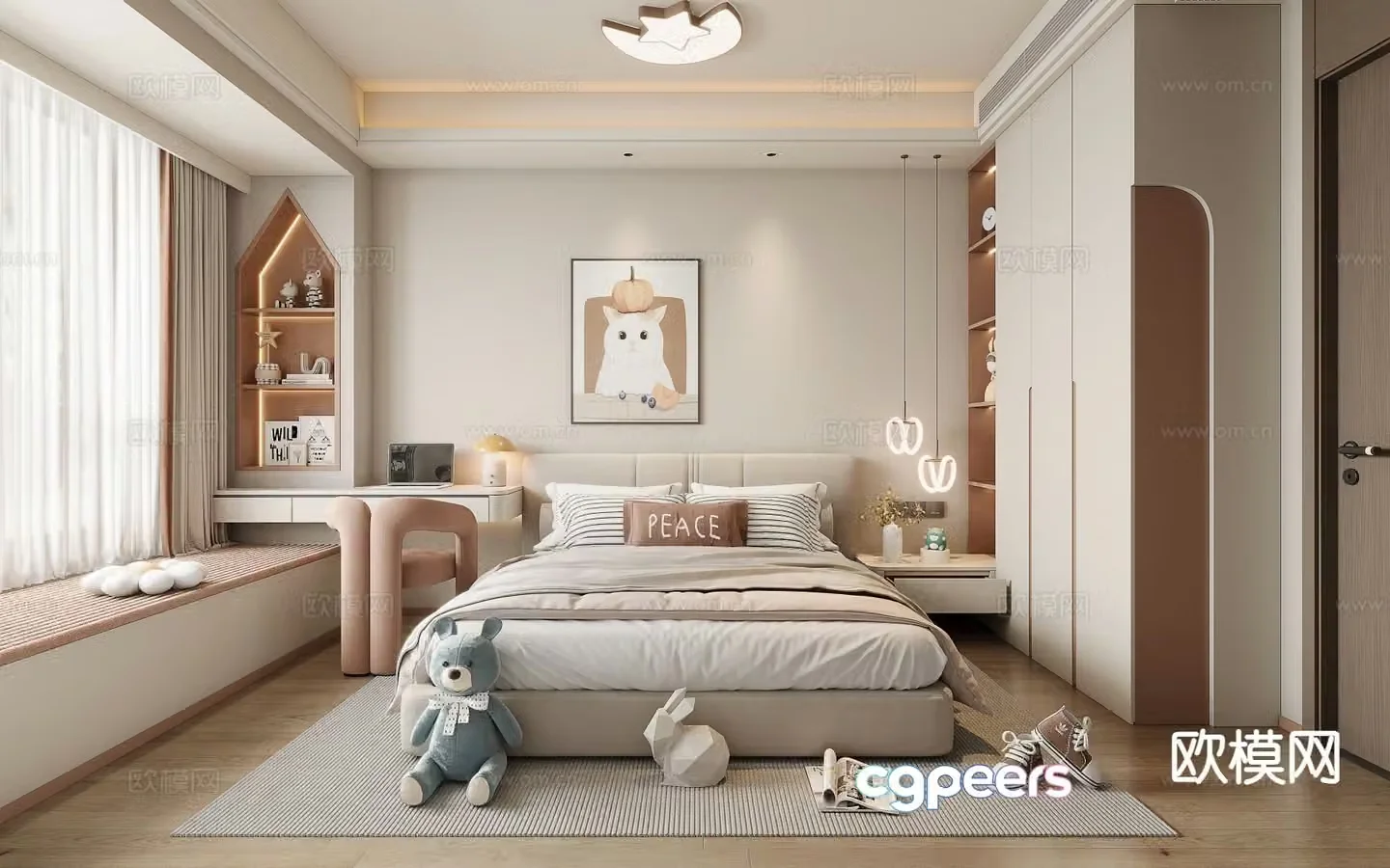 Creamy Bedroom Children’s Room 3D Model