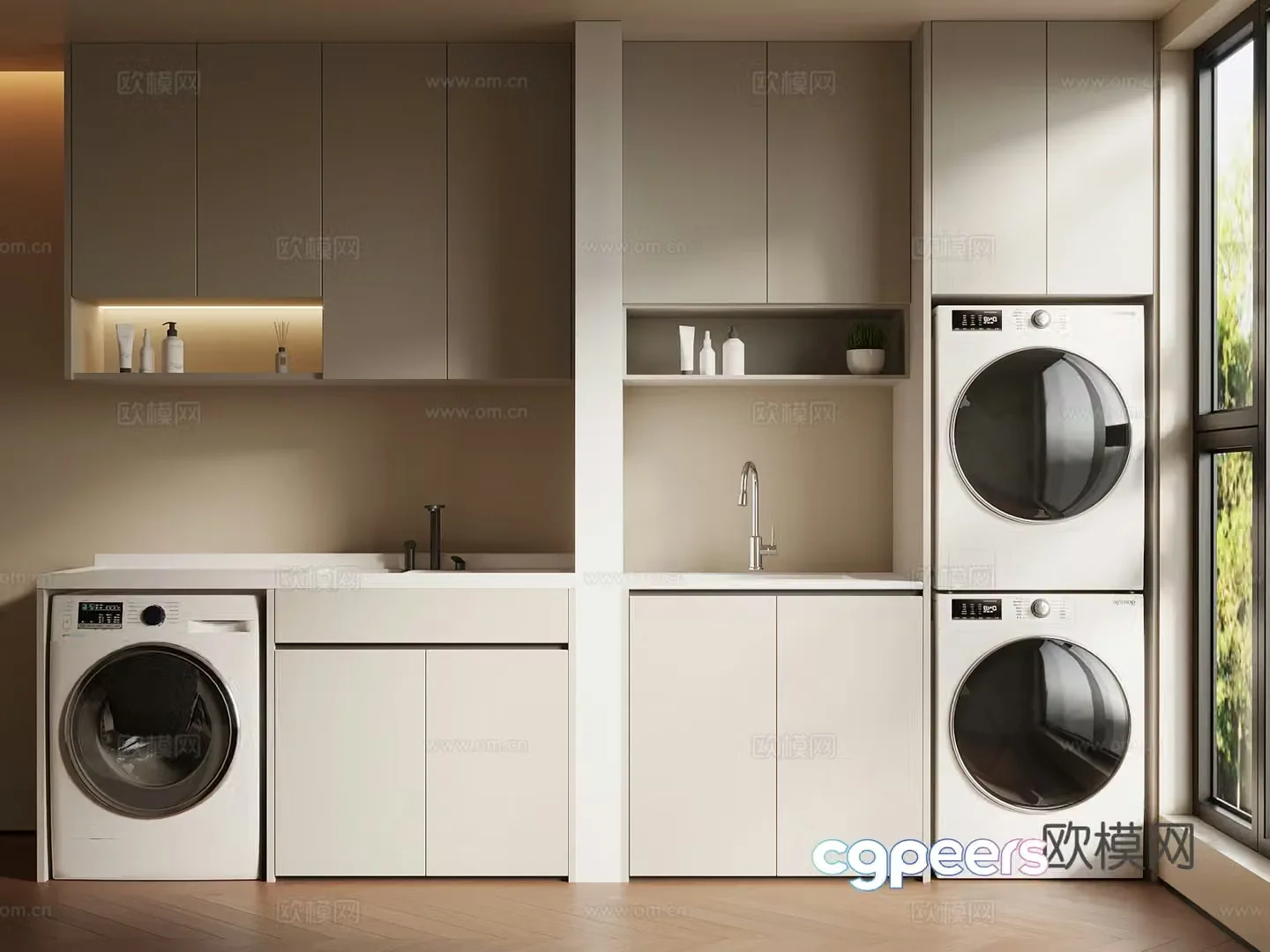 Balcony Modern balcony washing machine cabinet Bathroom cabinet 3d model