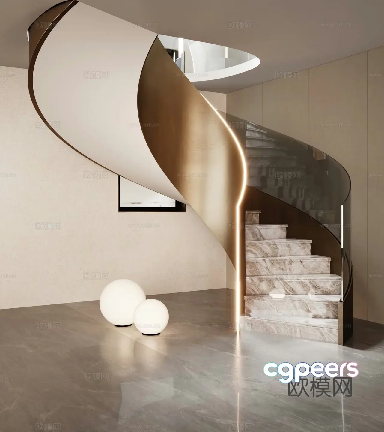 spiral staircase handrail staircase 3d model