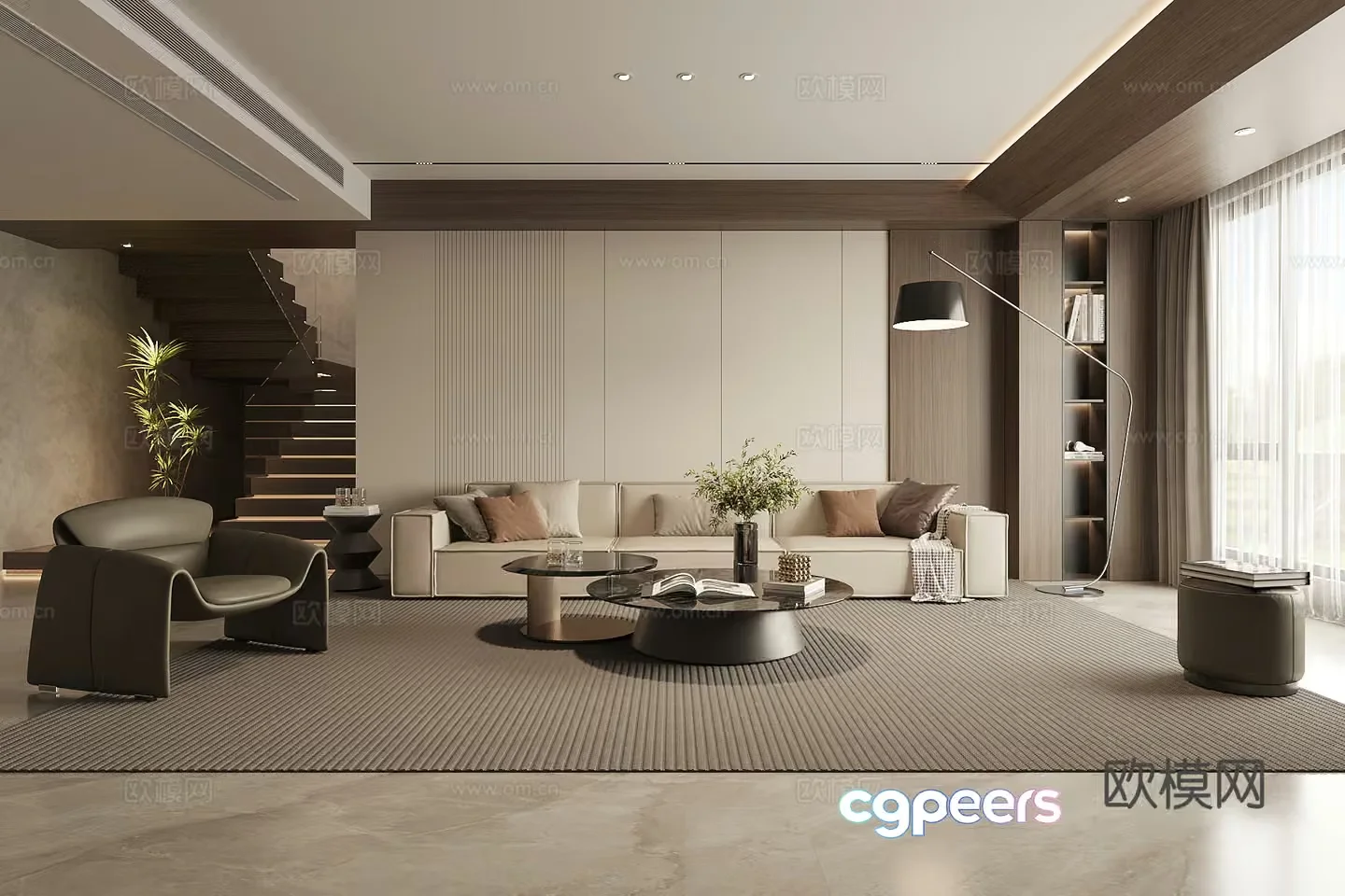 Modern Living Room 3D Model – 7815 – VRAY Render