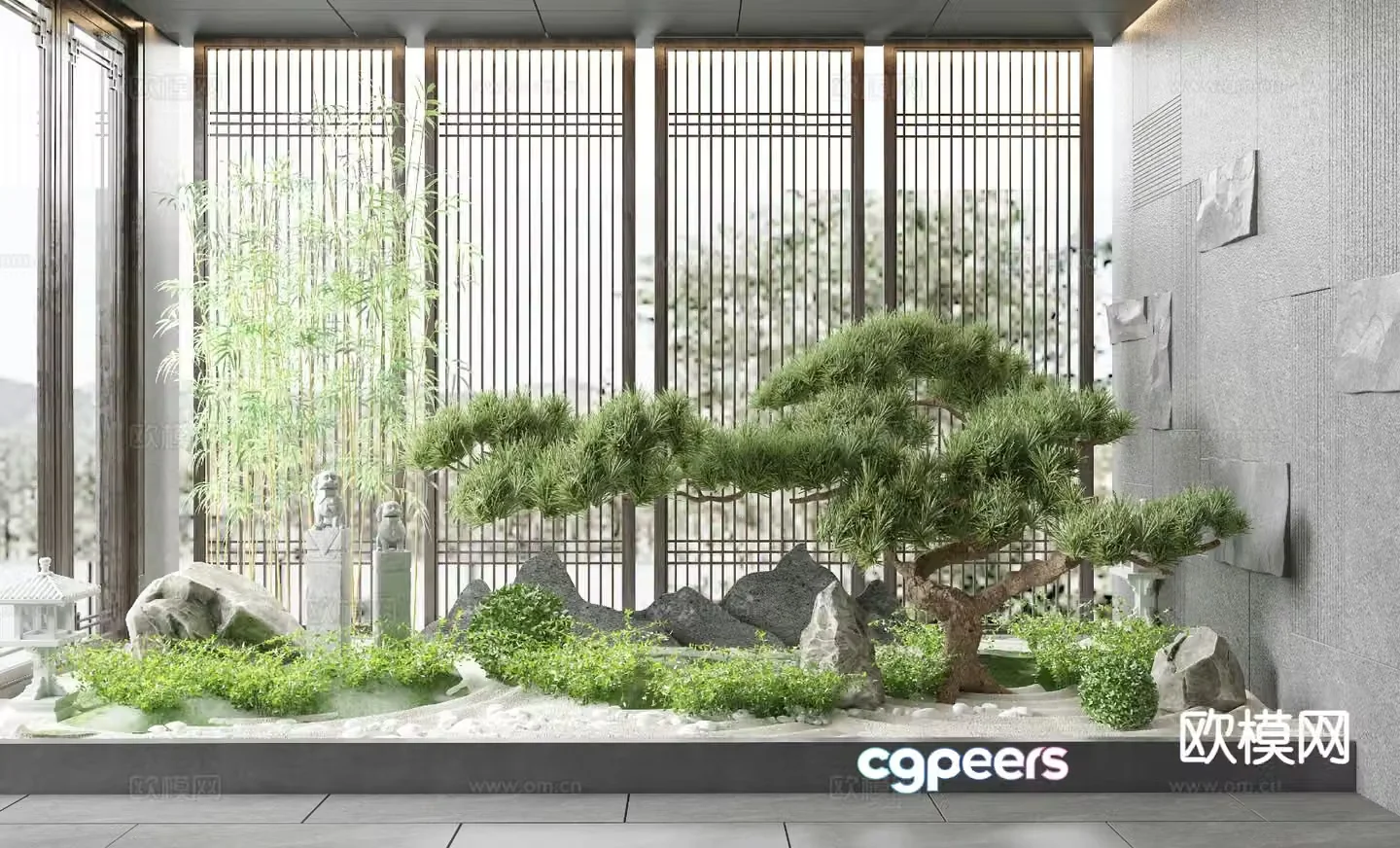 New Chinese style interior landscape interior landscaping 3D model