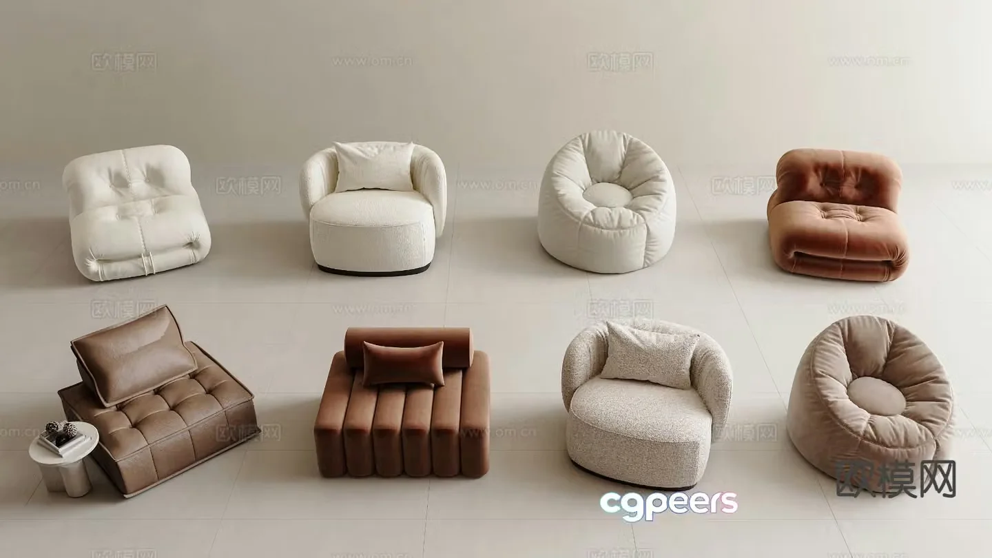 Modern lazy sofa square sofa 3d model