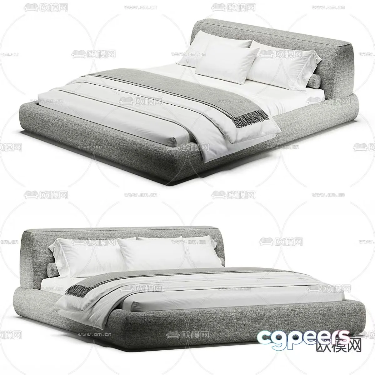 Minotti Italian double bed 3d model