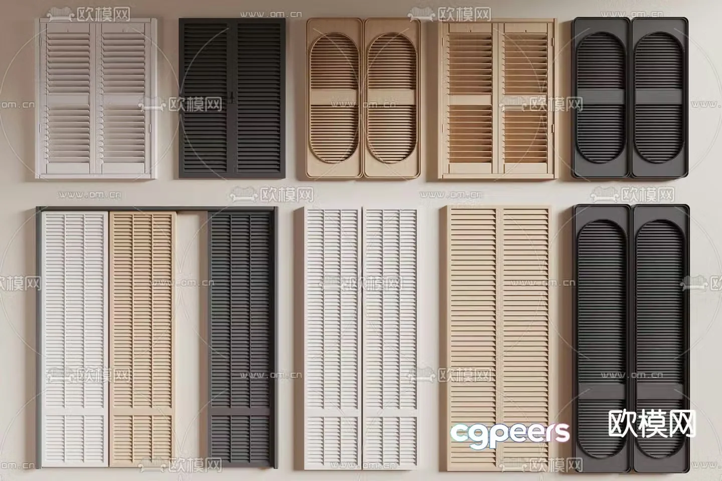 Modern louver door panel blinds 3d model