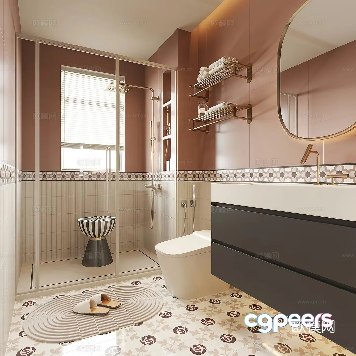 Modern French bathroom 3d model