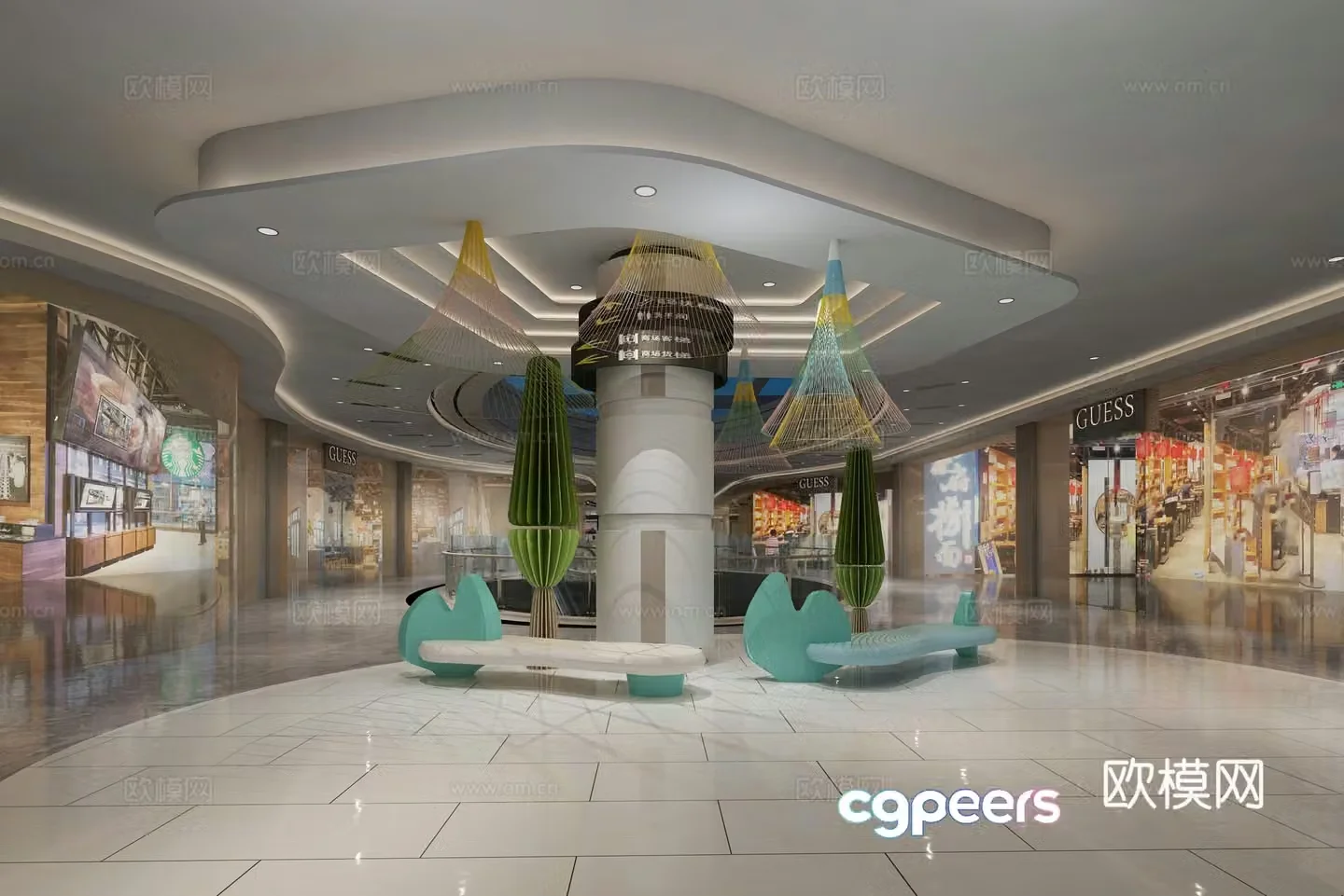 Shopping mall shop shopping mall lounge area 3d model