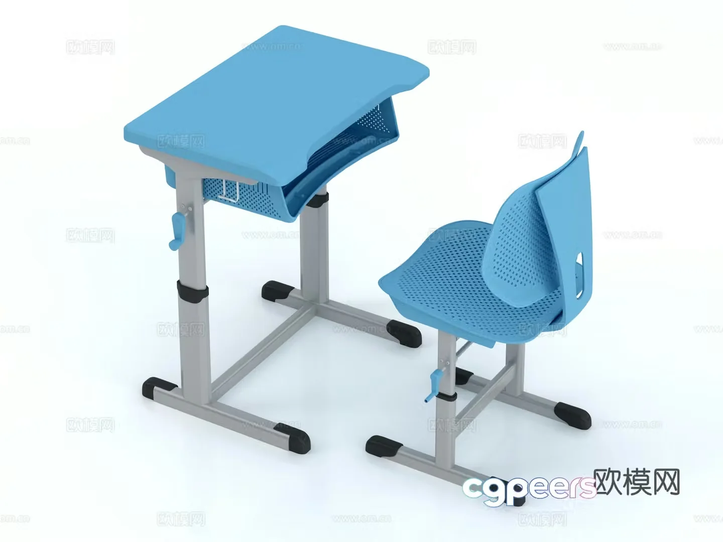 Modern student desk and chair 3d model