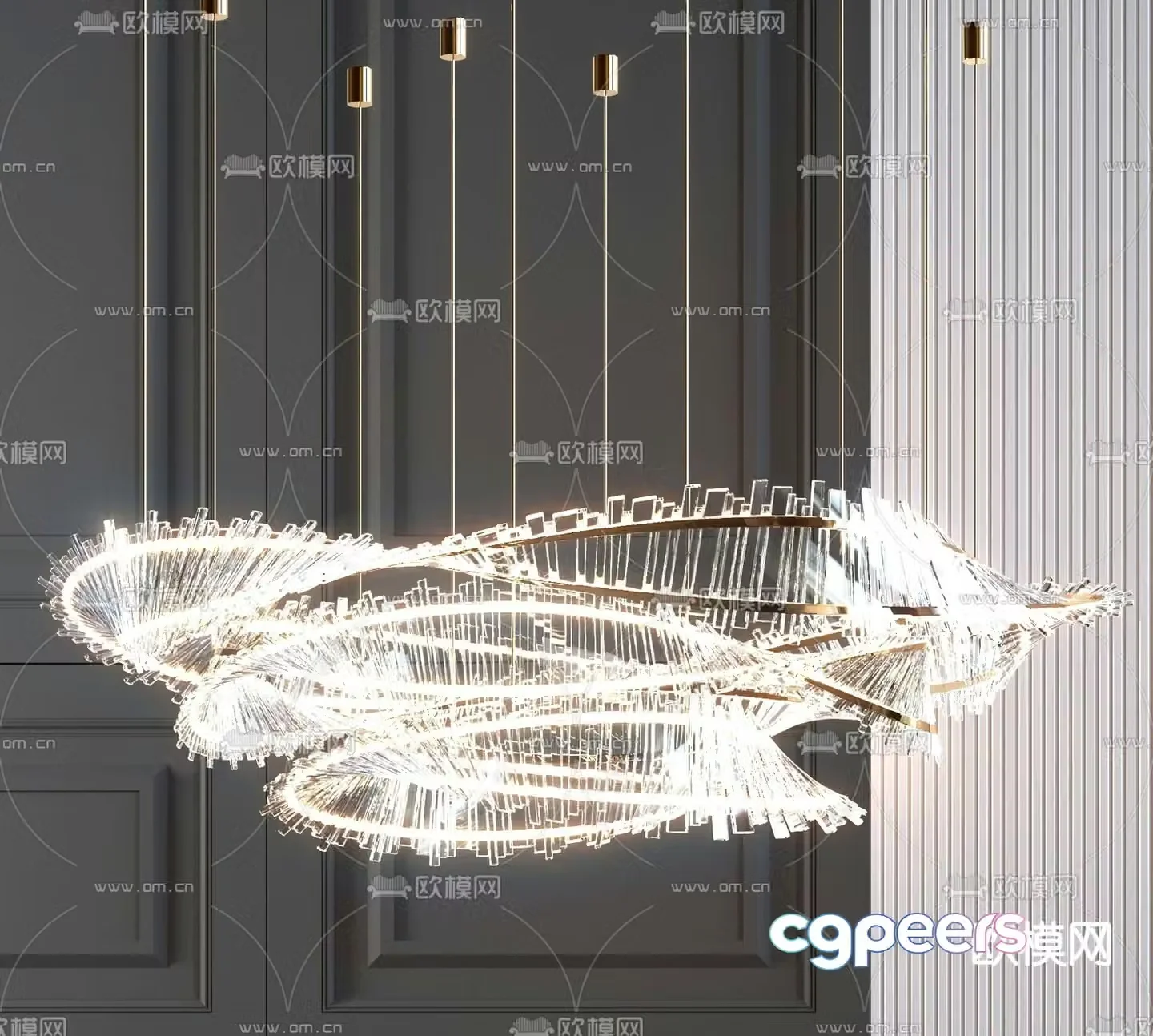 Light luxury chandelier crystal decorative lamp 3d model