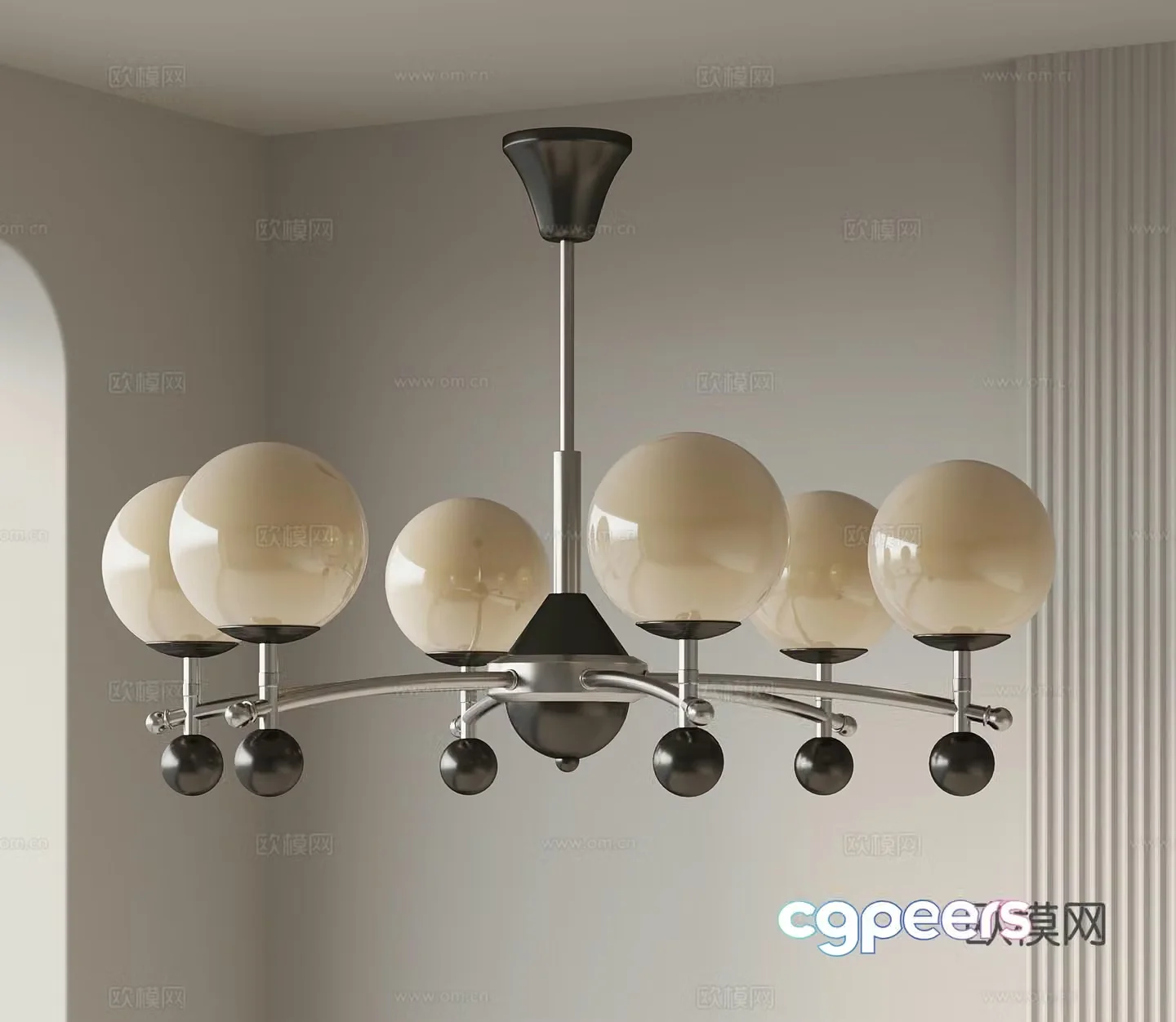 Modern Chandelier Multi-head Chandelier Metal Chandelier Spherical Chandelier 3D Model