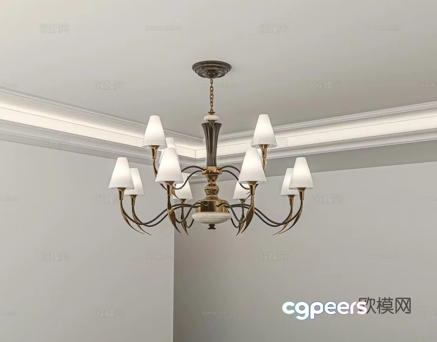 French light luxury living room chandeliers 3D model
