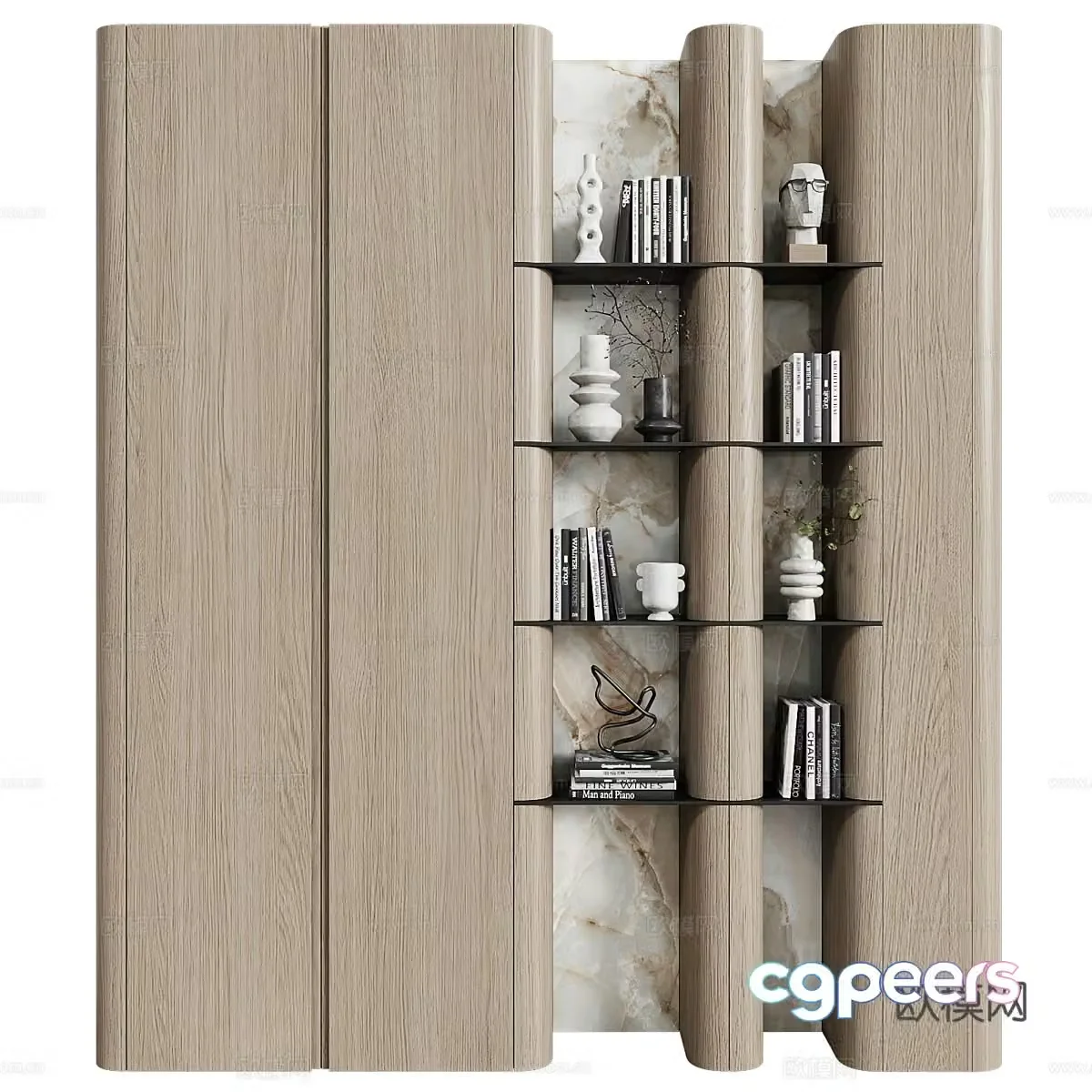 Modern minimalist decorative cabinet bookshelf 3d model