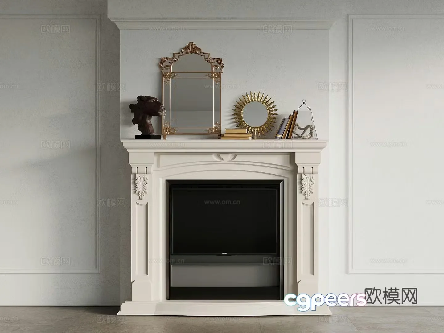 Fireplace French fireplace Electronic fireplace Jewelry ornaments 3d model
