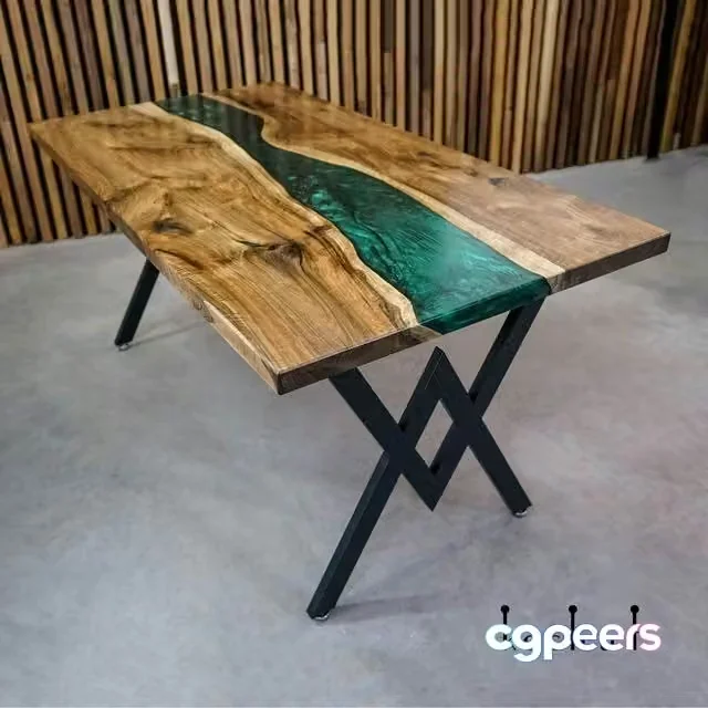 3ds Max Free – Dining table Greenwich platforms European walnut, epoxy resin