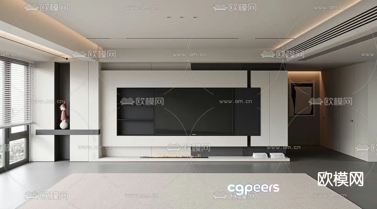 Modern TV background wall 3d model