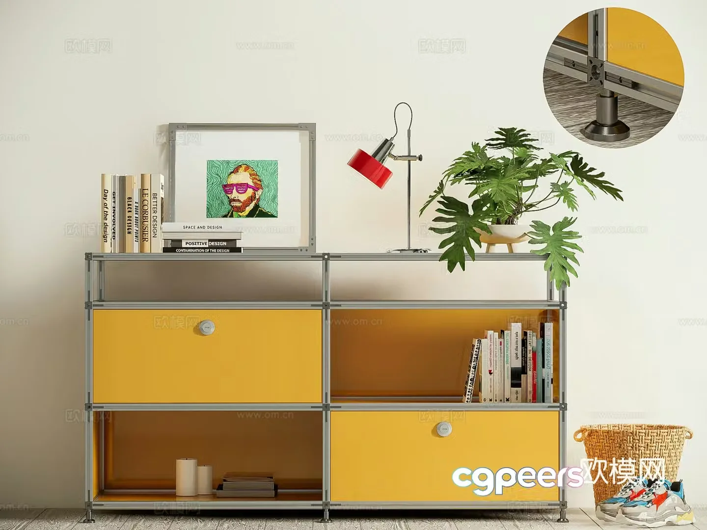 Modern aluminum profile decoration cabinet Bauhaus file cabinet metal entrance cabinet 3D model