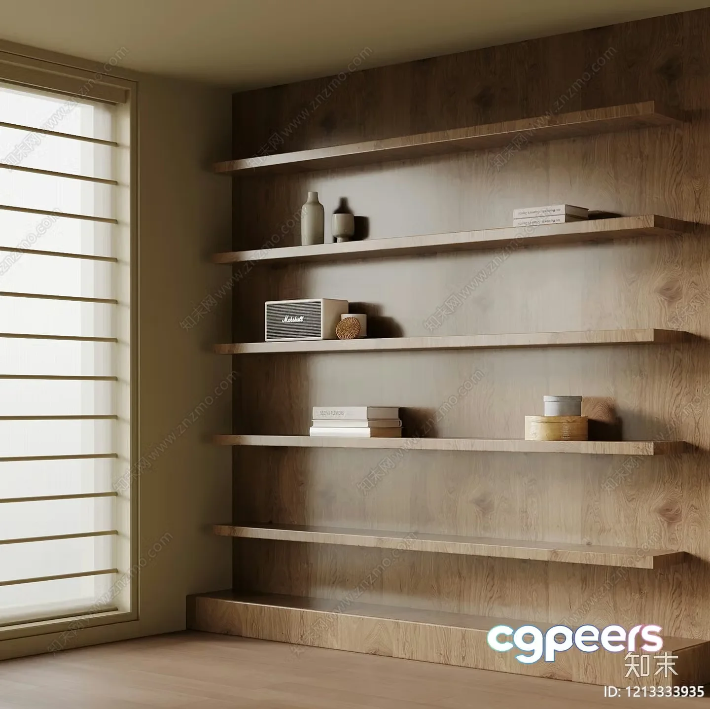 Wooden Floating Shelves 3D Model – 3301 – VRAY Render