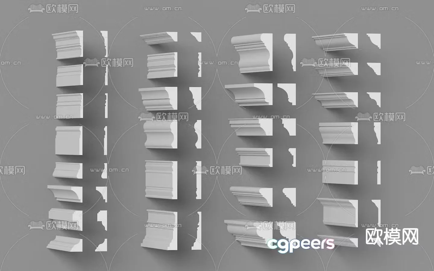 Simple European gypsum line corner line skirting line 3d model