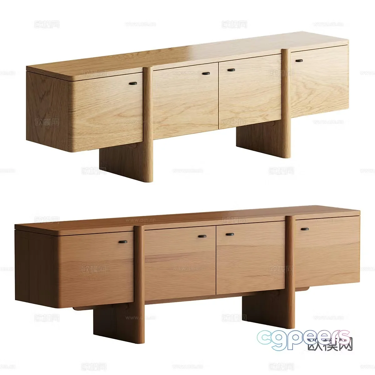 New Chinese style middle-aged Otto Media TV cabinet 3D model