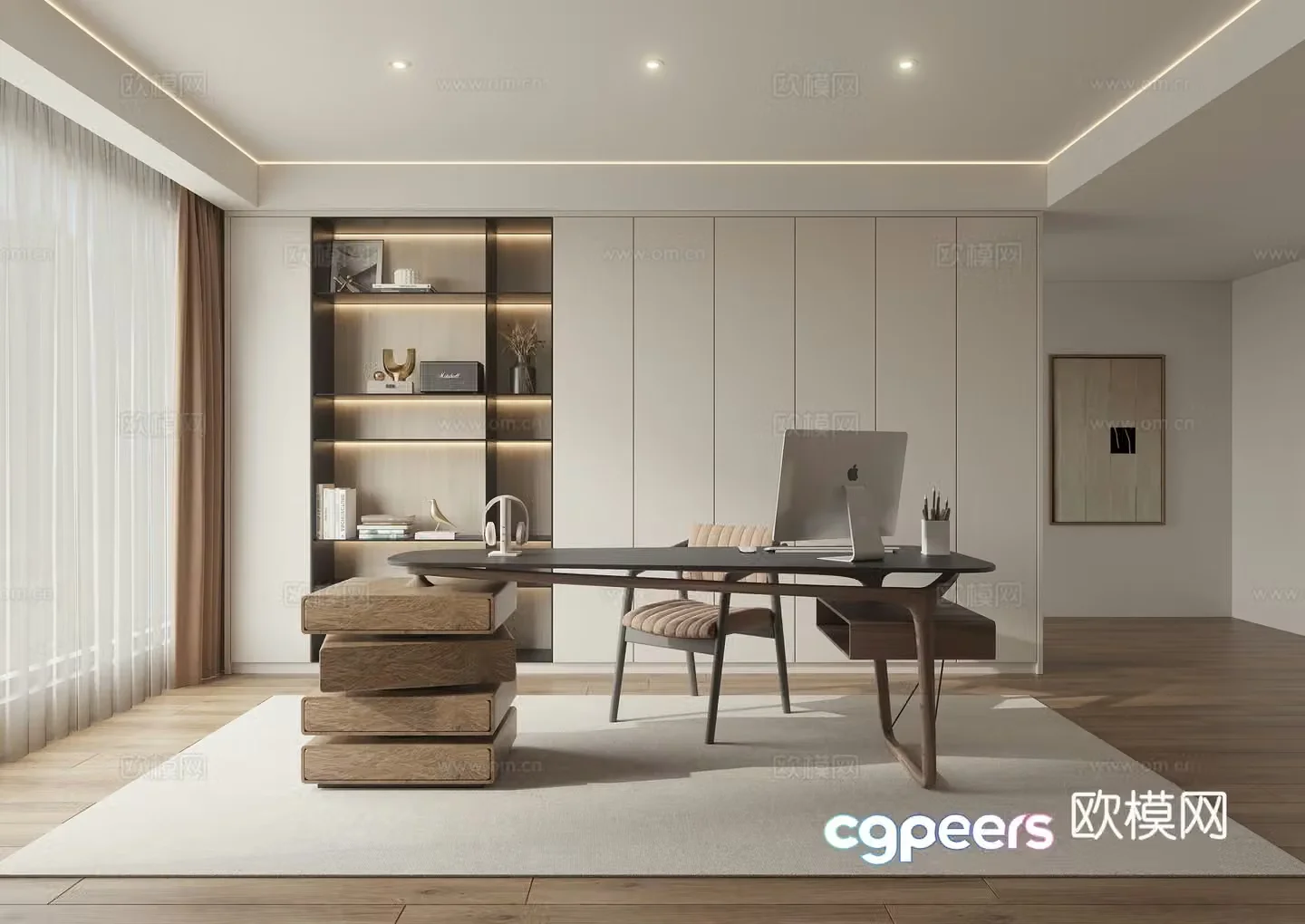 Modern study room 3d model