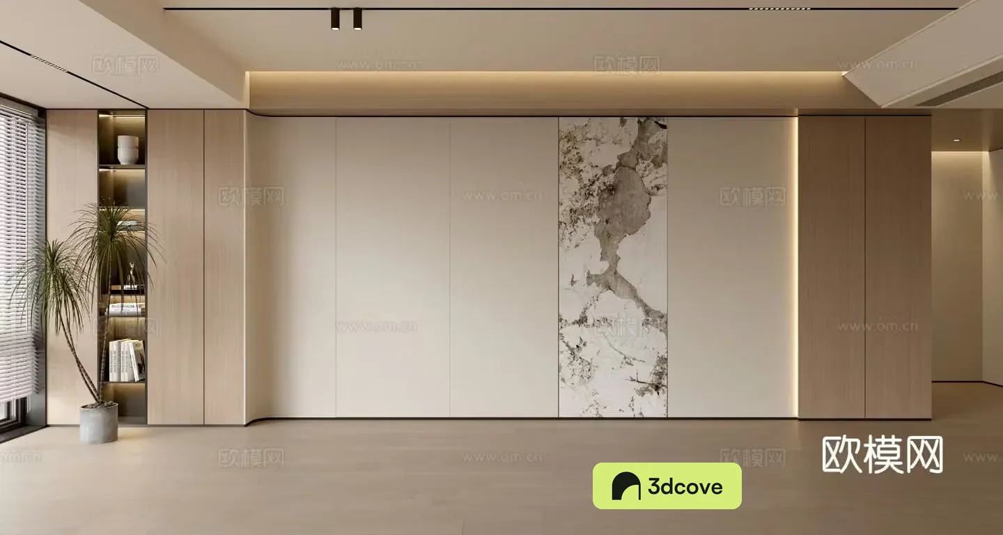 Modern simple sofa background wall modern ornament balcony cabinet living room cabinet wood veneer background wall
