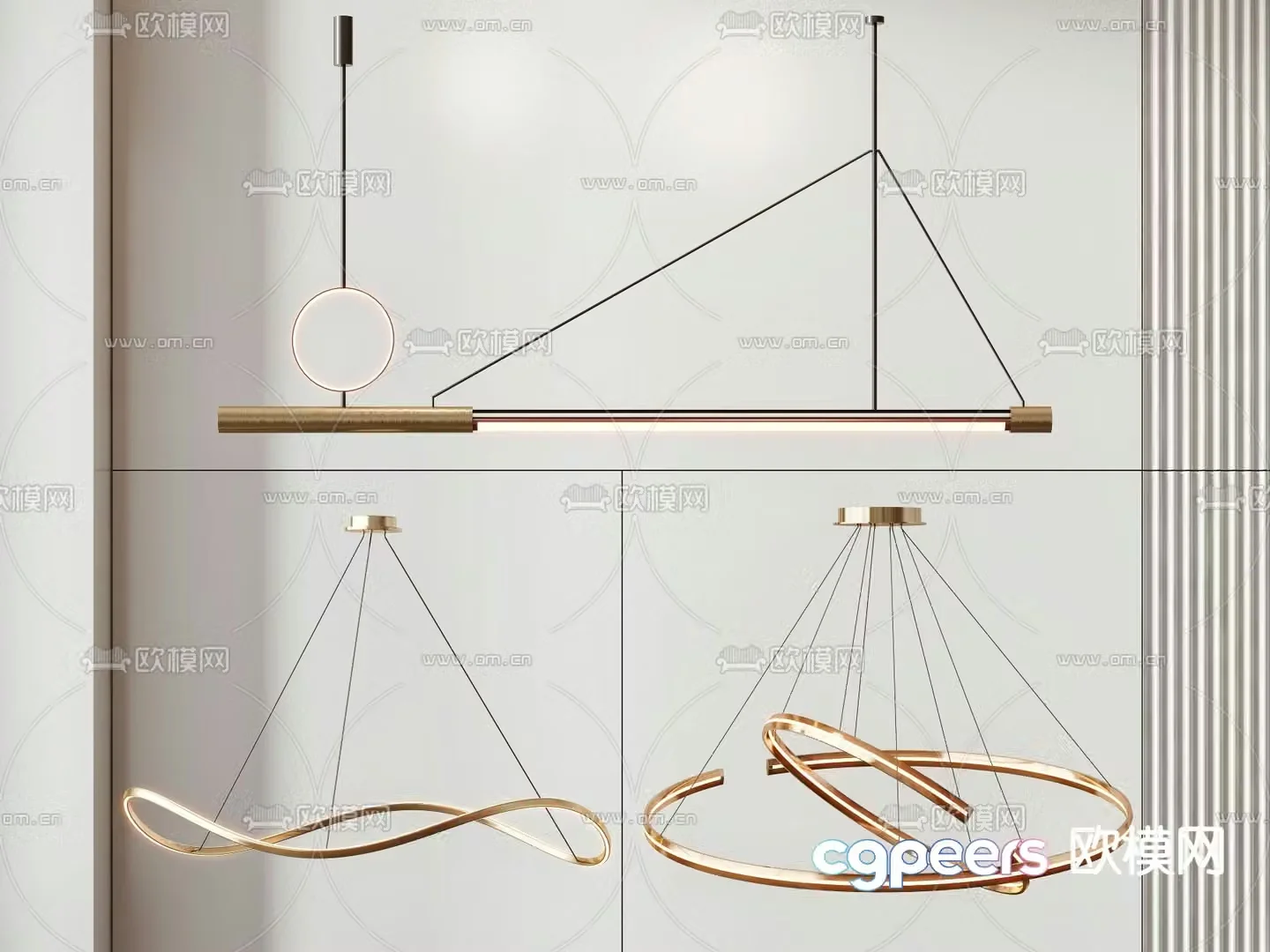 Light luxury chandelier straight chandelier 3d model