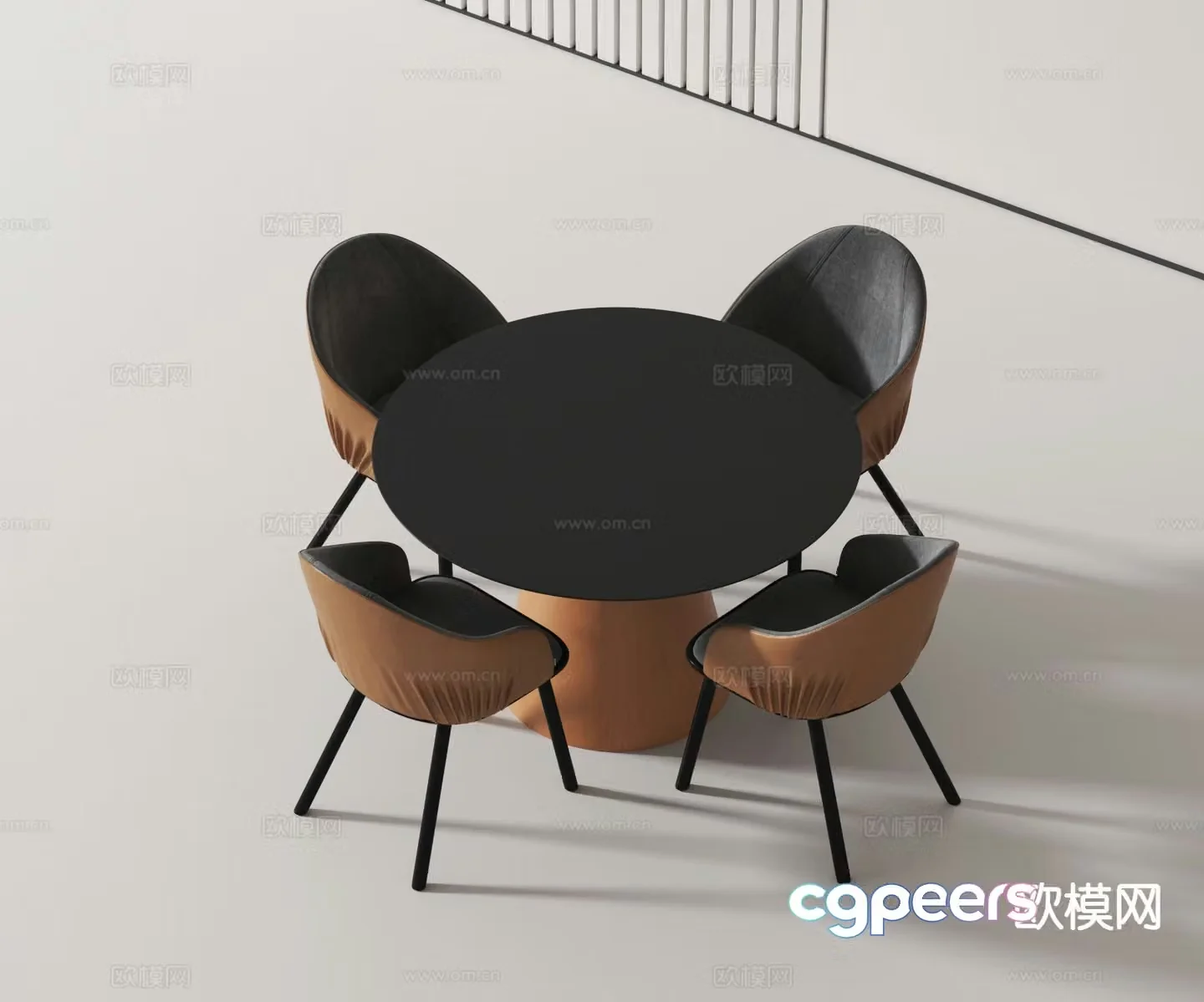 Modern round dining table and chairs 3d model