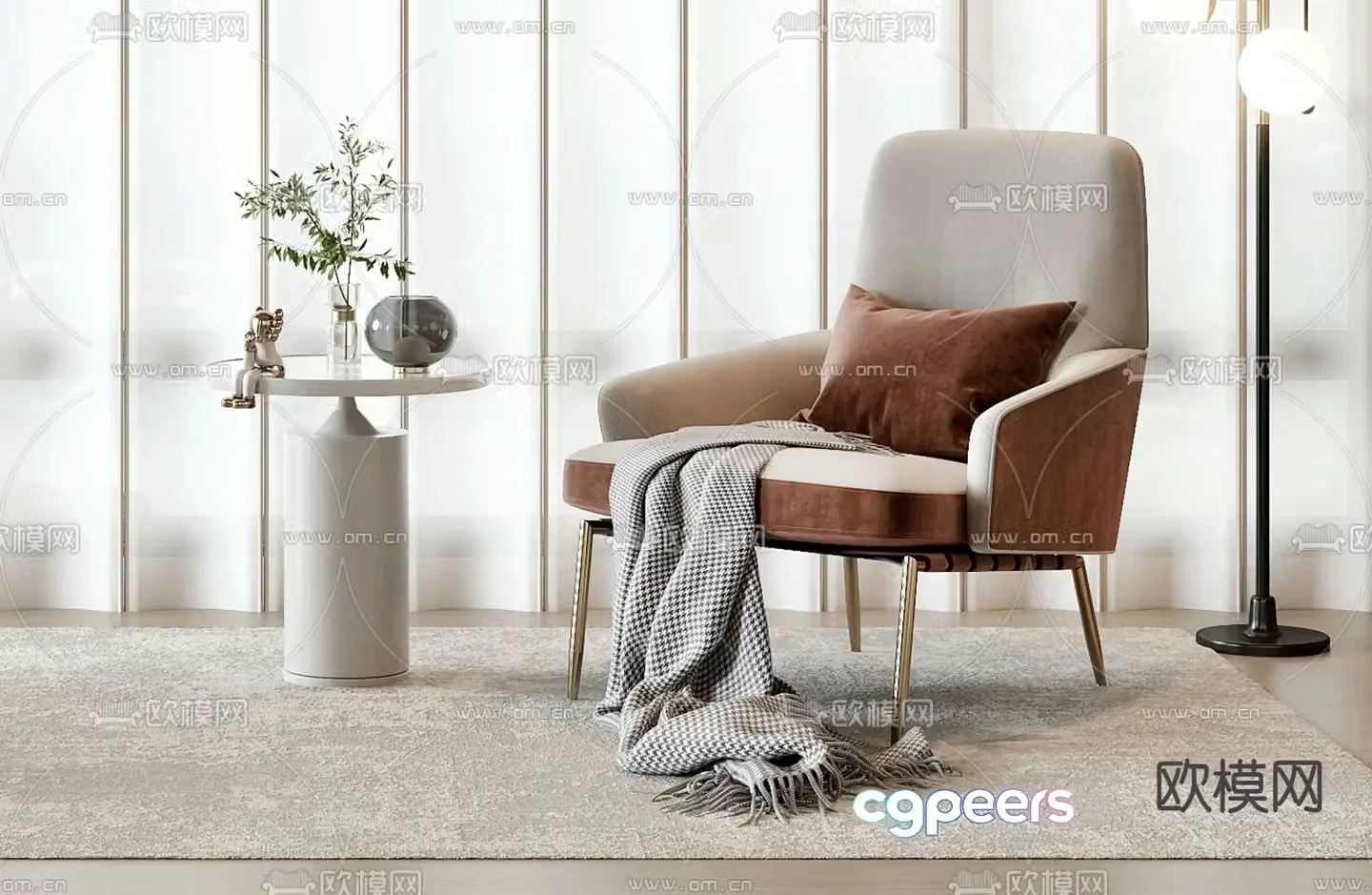 Light luxury sofa chair leisure chair armchair 3d model