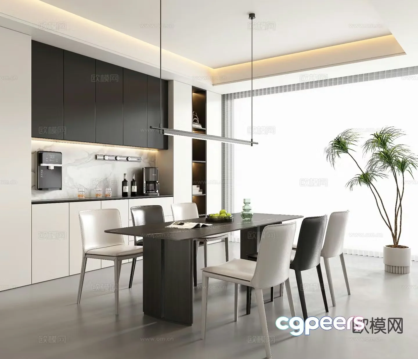Modern minimalist restaurant 3d model