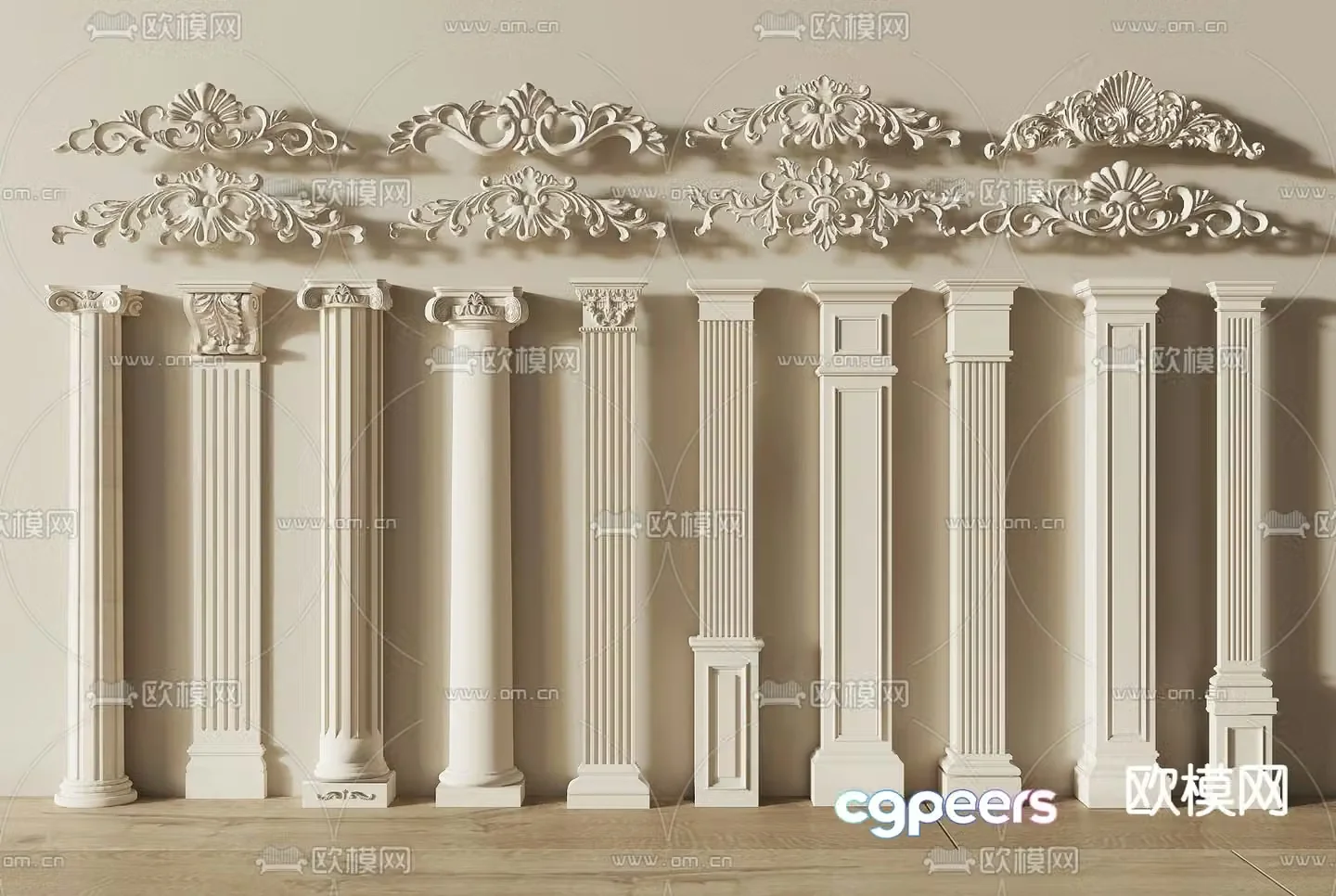 Simple European Column Carved Style Roman Column 3D Model