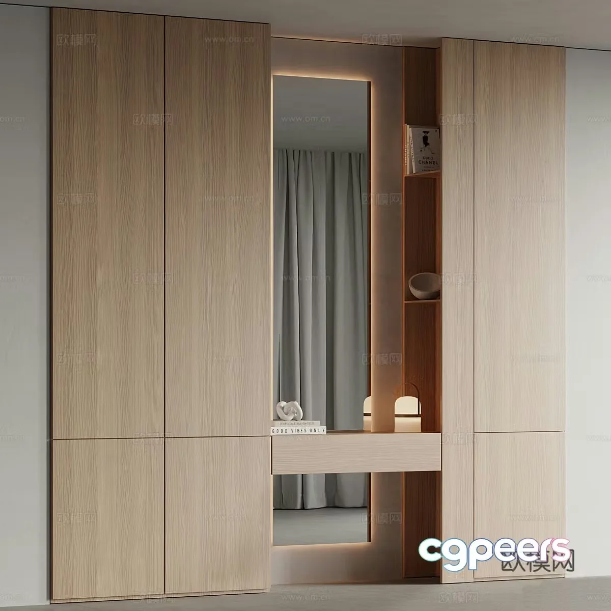 New Chinese embedded wardrobe dressing table integrated 3D model