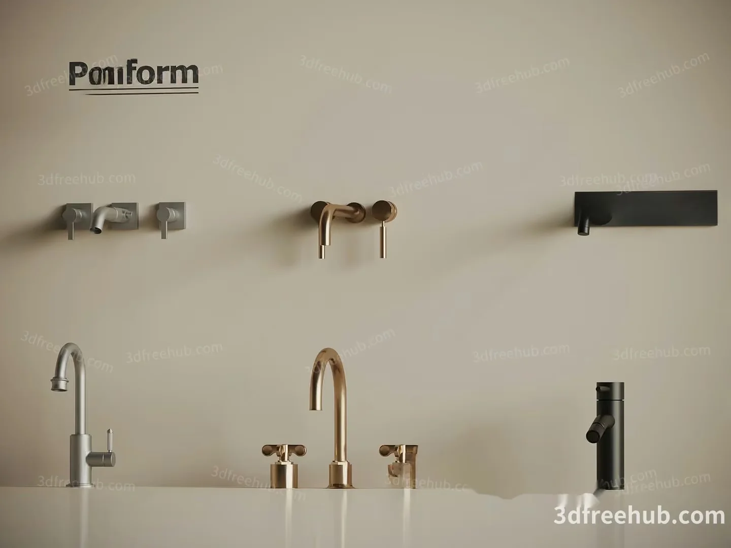 Modern Bathroom Fixtures 3D Model – 19402 – VRAY Render